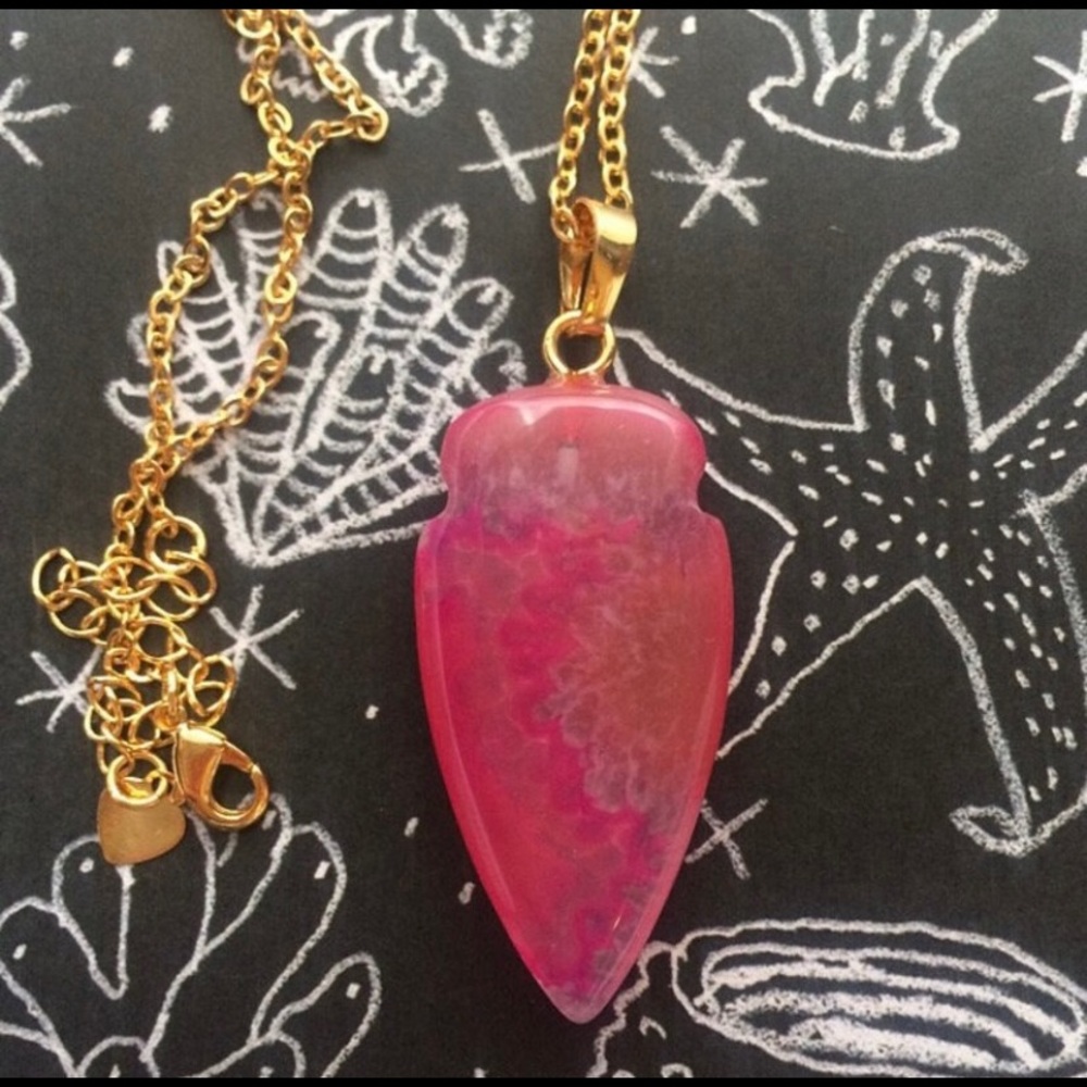 Pink agate necklace by Sparkazilla on Etsy